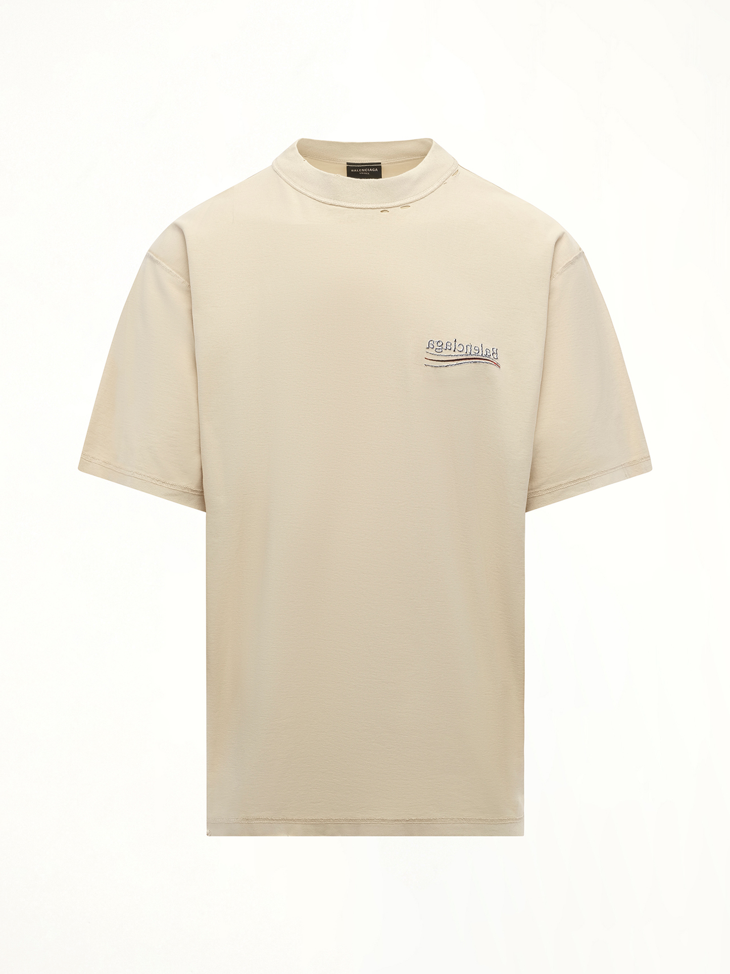 Balenciaga Political Inside-Out Large T-Shirt in Beige/White/Red