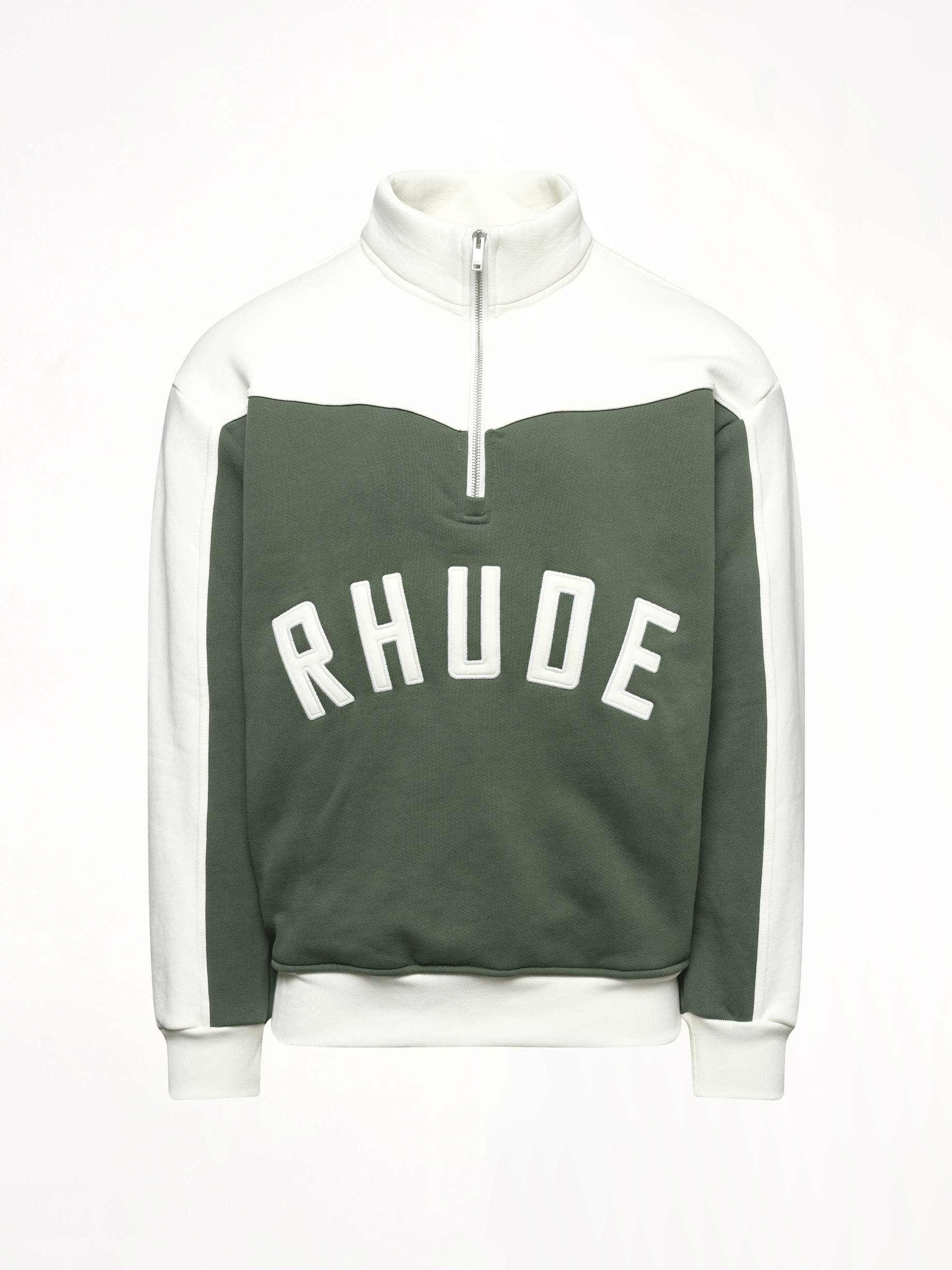 Rhude Rhude Monaco Half-Zip Sweatshirt in Hunter Green/Cream