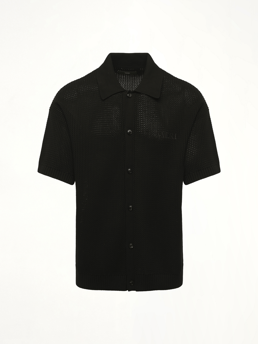 Amiri Crochet Mesh Shirt in Black