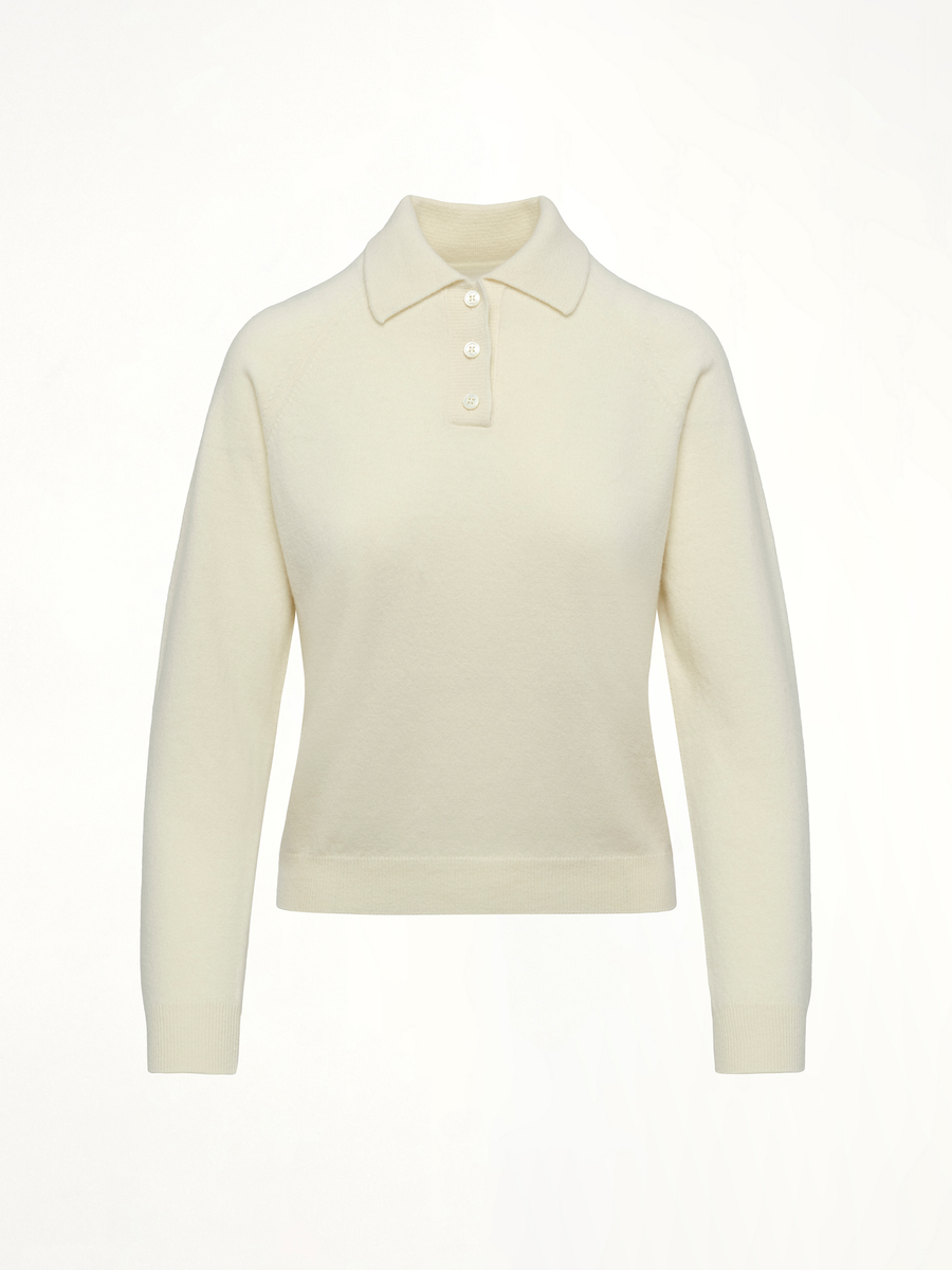 Wool Polo Shirt in Off White