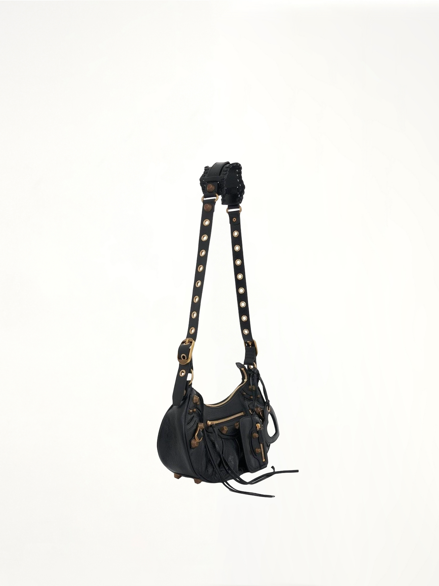 Le Cagole Small Shoulder Bag in Black/Gold