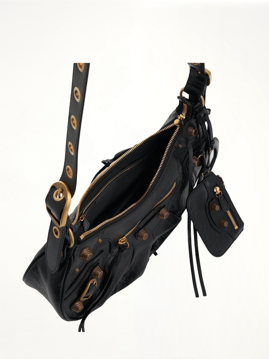 Le Cagole Small Shoulder Bag in Black/Gold