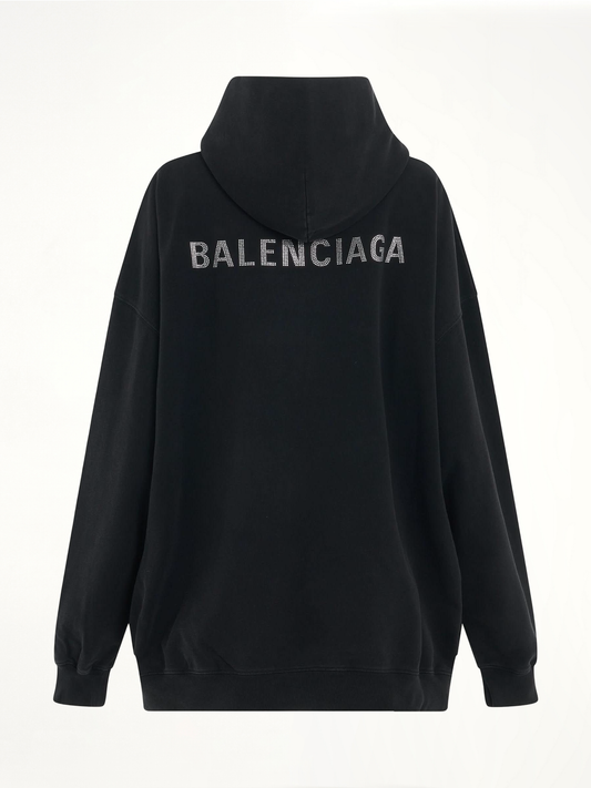 Back Logo Oversized Hoodie in Black/Silver