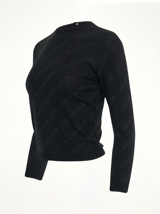 Allover Logo Knit Sweater in Black
