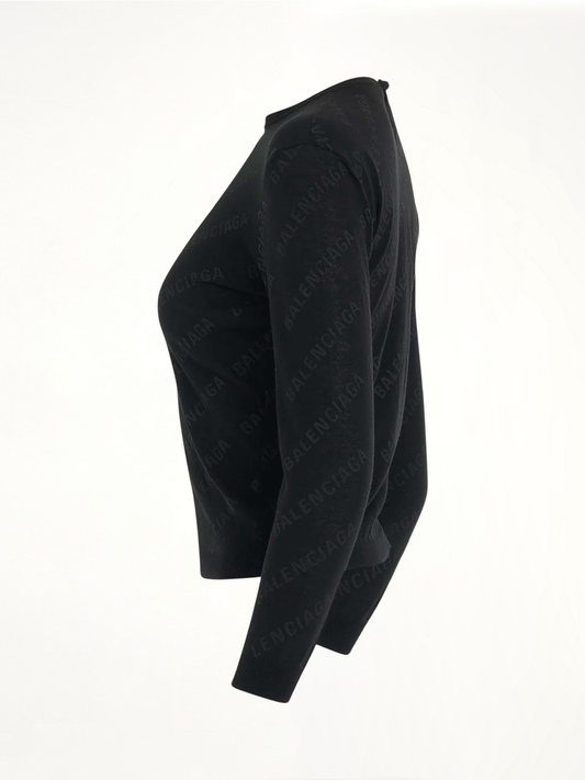 Allover Logo Knit Sweater in Black