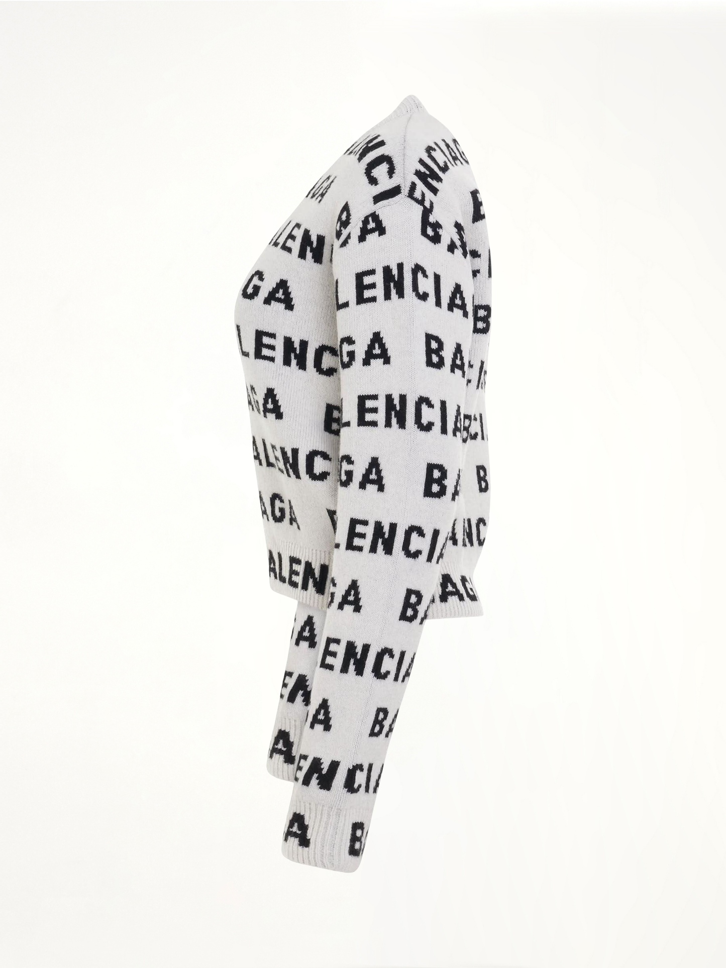 Allover Logo Horizontal Cropped Sweater in White