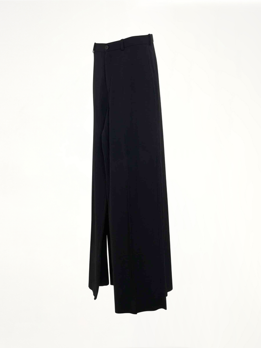 Deconstructed Double Front Pants in Black
