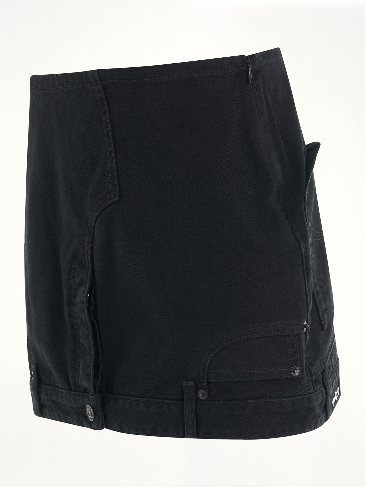 Upside Down Denim Mini Skirt in Black