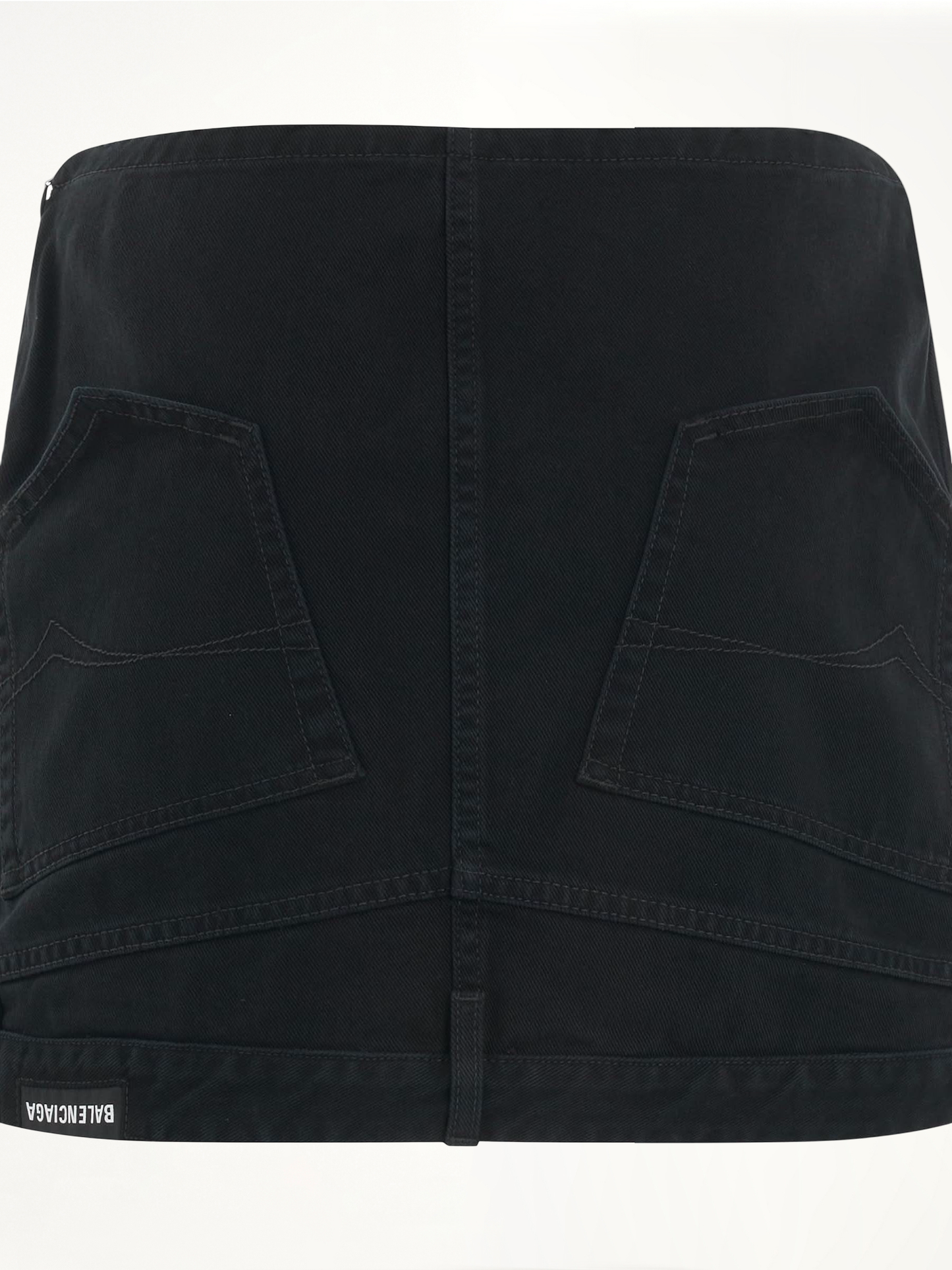 Upside Down Denim Mini Skirt in Black