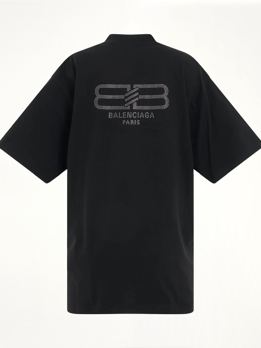 BB Paris Rhinestone T-Shirt in Washed Black