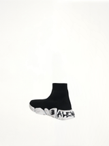 Speed 2.0 Graffiti Knit in Black/White Back View | BALENCIAGA