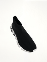 Speed 2.0 Graffiti Knit in Black/White Top View | BALENCIAGA