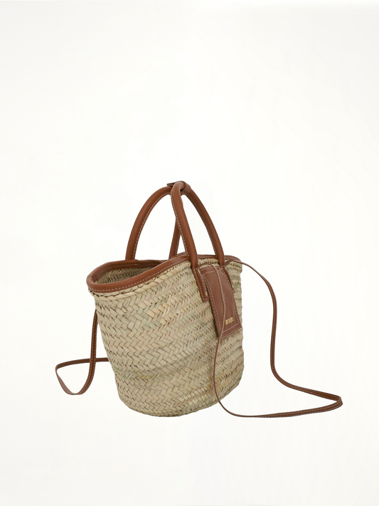 Le Panier Soleil Straw & Leather Bag in Light Brown 2