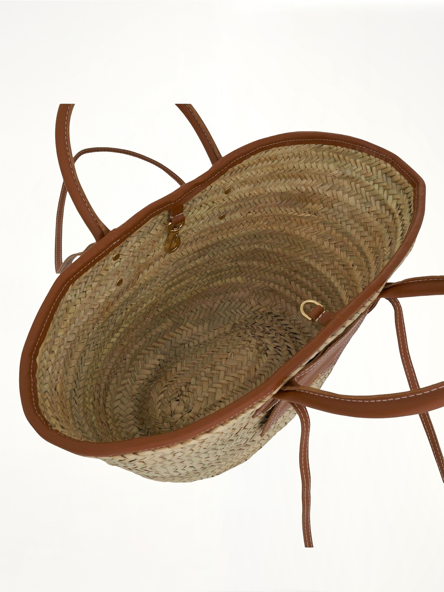 Le Panier Soleil Straw & Leather Bag in Light Brown 2