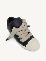 Jumbo Lace Padded Low Sneaker in Black/Milk Top View | RICK OWENS