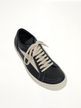 Vintage Leather Sneaker in Black/Milk Top View | RICK OWENS