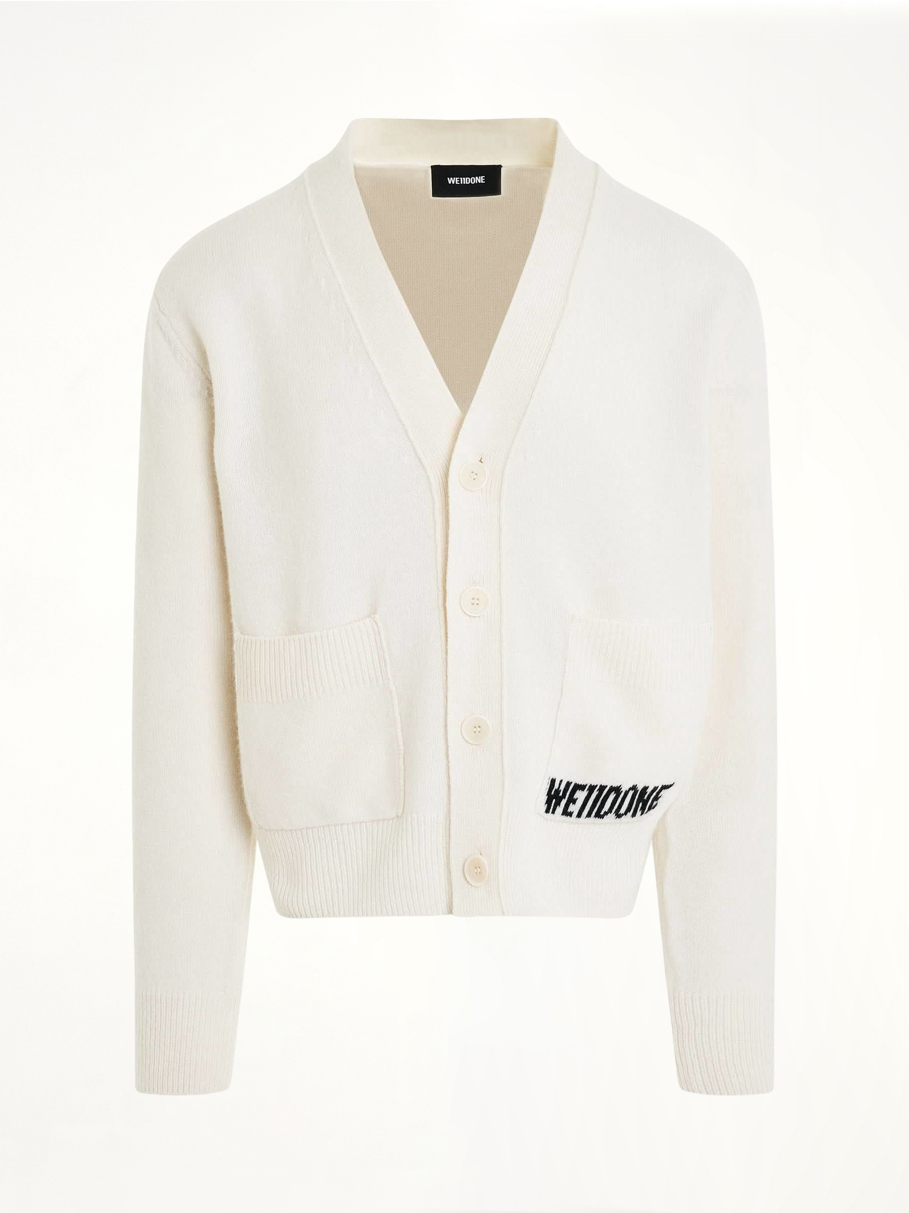 Pocket Logo Knit Cardigan in Ivory
