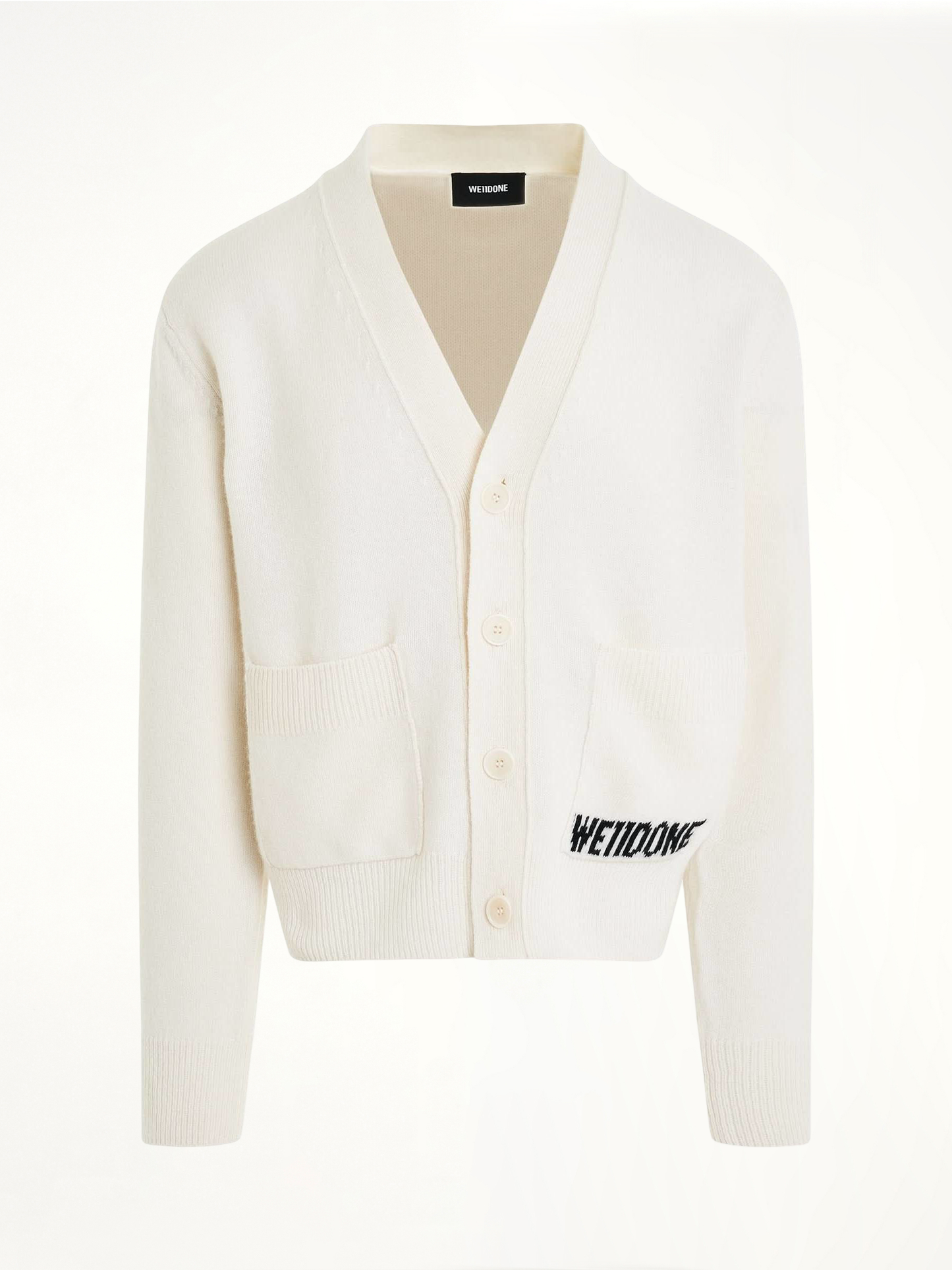 Pocket Logo Knit Cardigan in Ivory