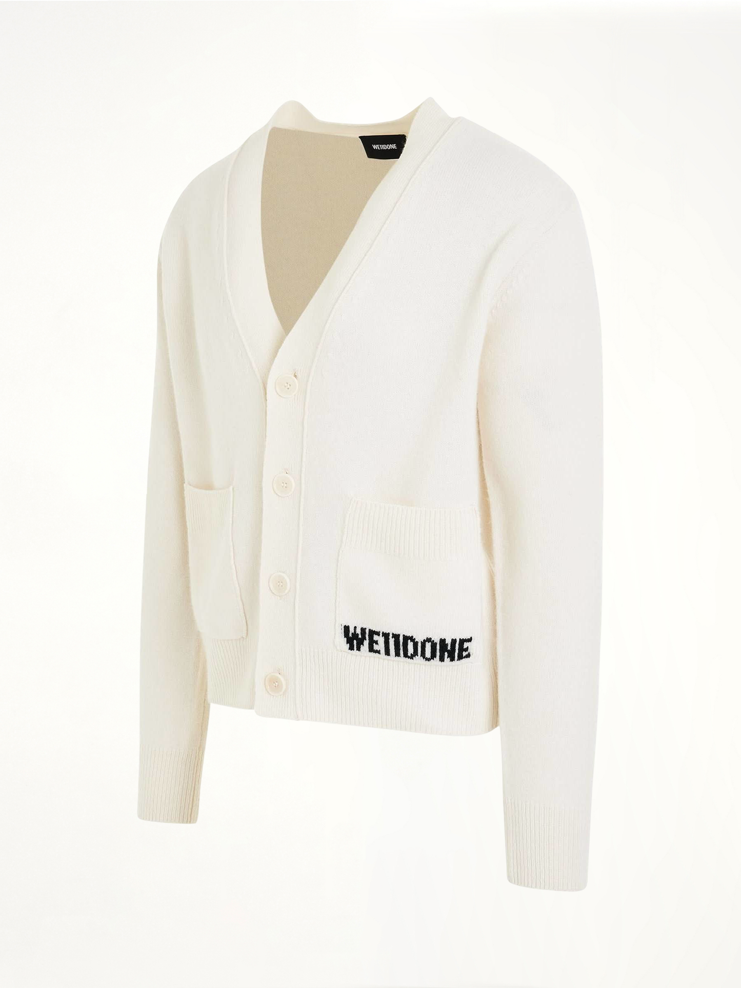 Pocket Logo Knit Cardigan in Ivory