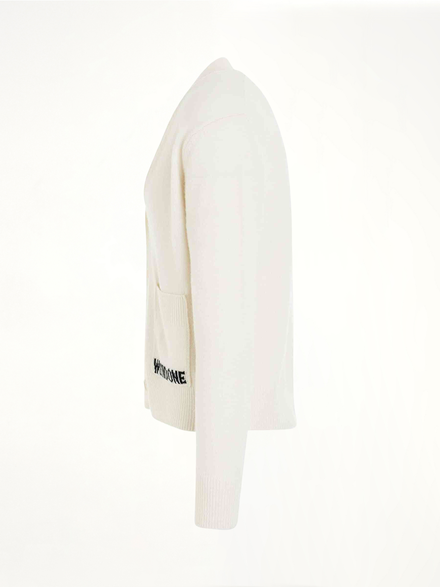 Pocket Logo Knit Cardigan in Ivory