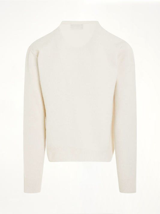 Pocket Logo Knit Cardigan in Ivory