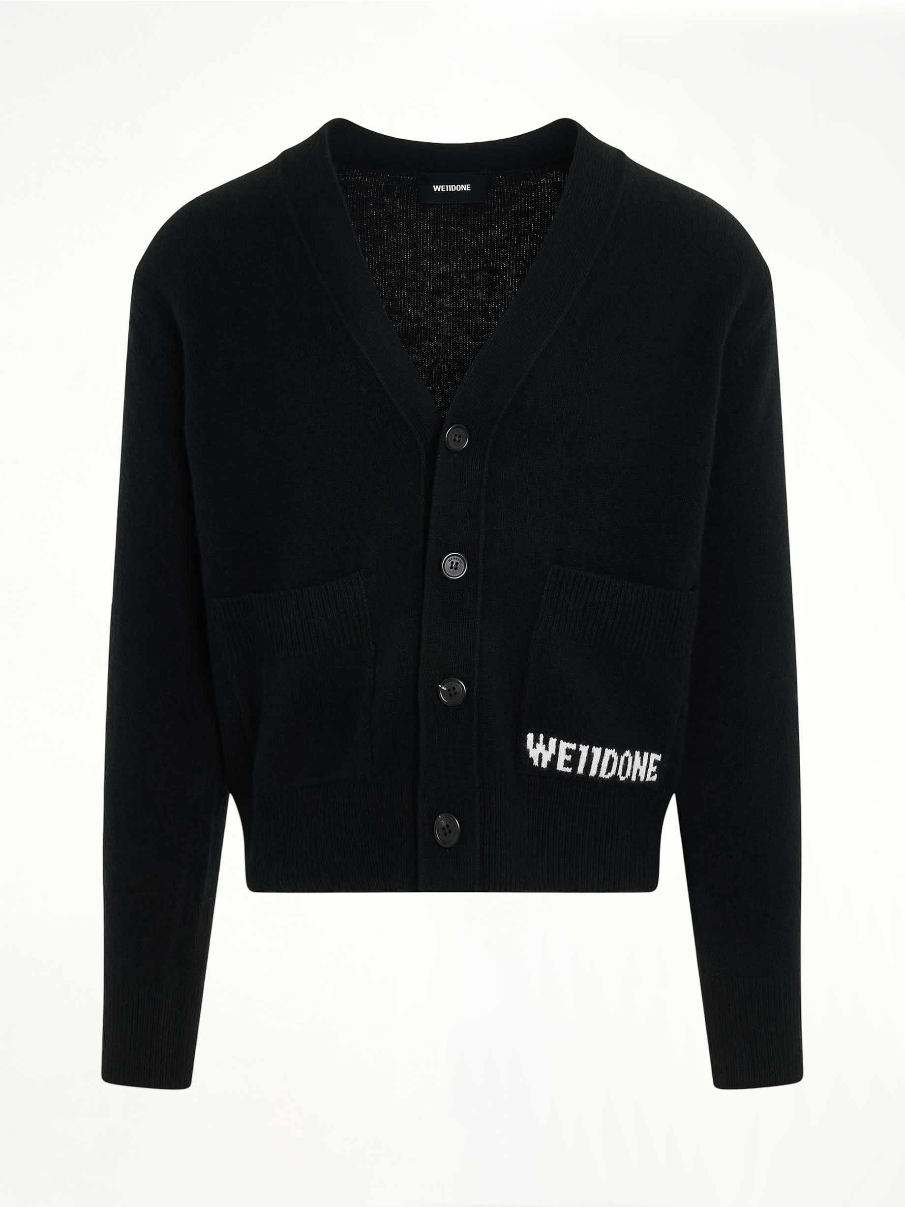 Pocket Logo Knit Cardigan in Black