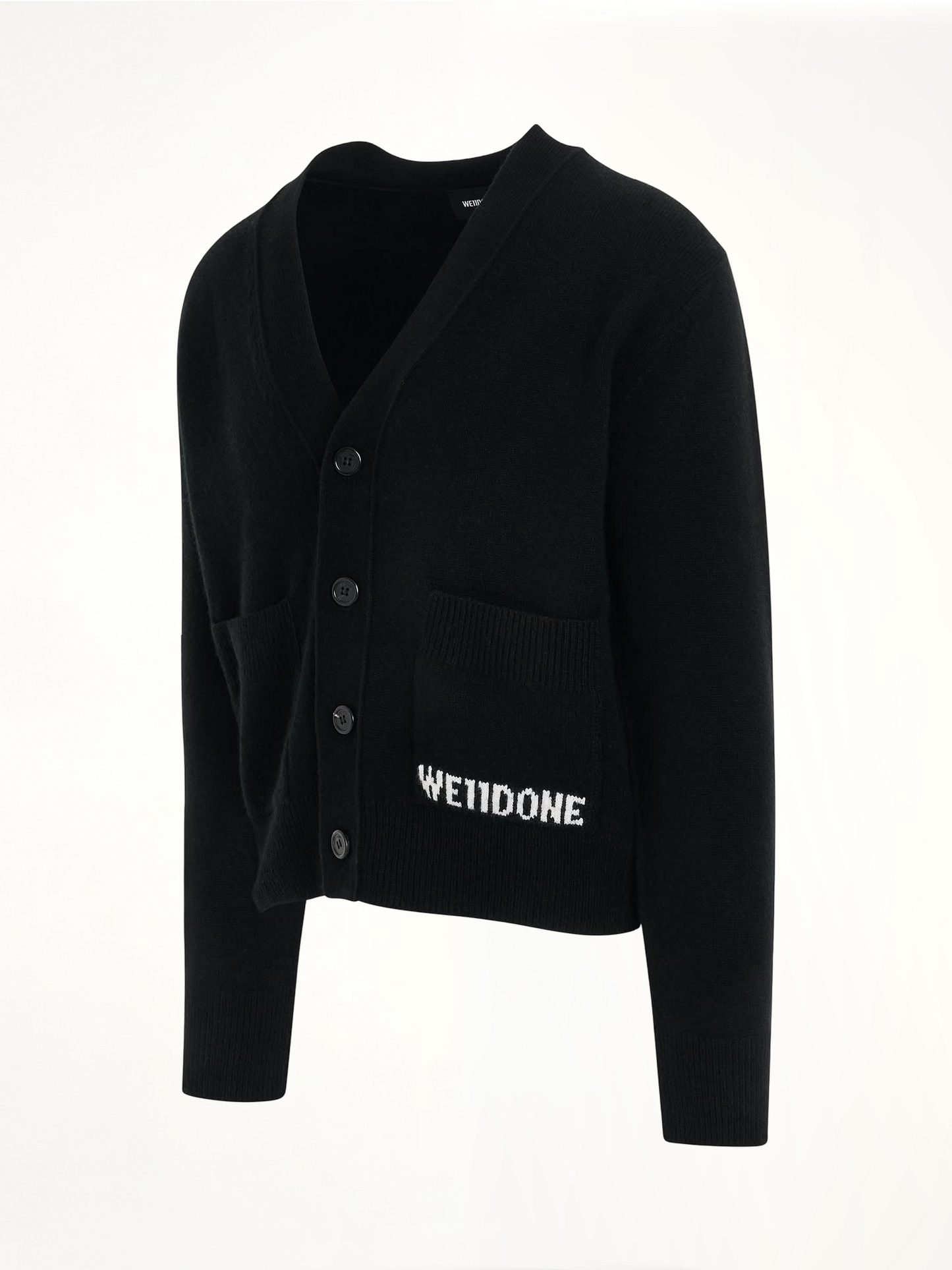 Pocket Logo Knit Cardigan in Black