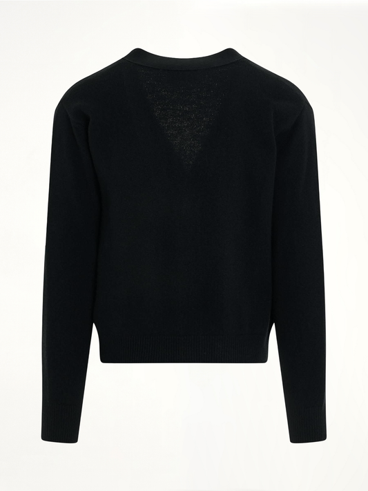 Pocket Logo Knit Cardigan in Black