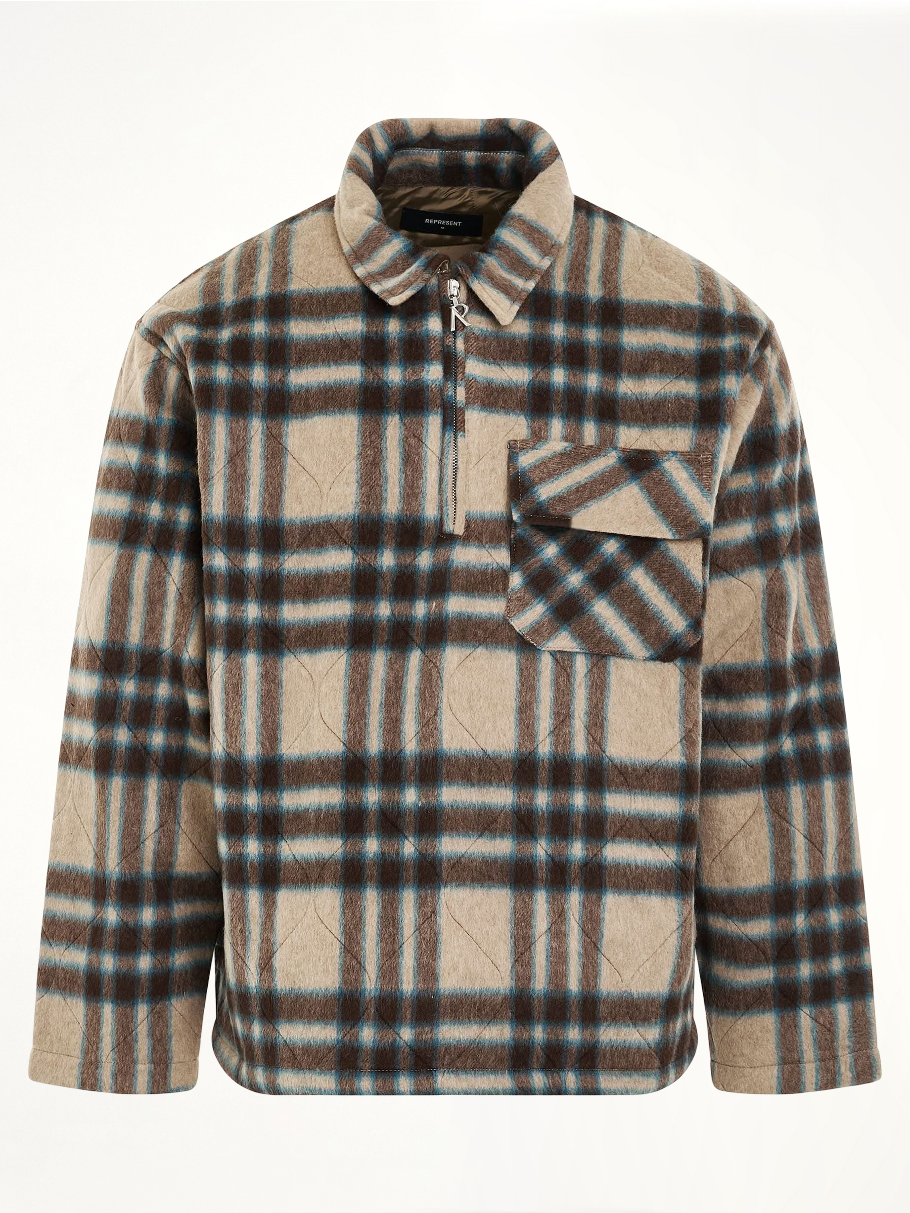 Quarter Zip Overshirt in Brown