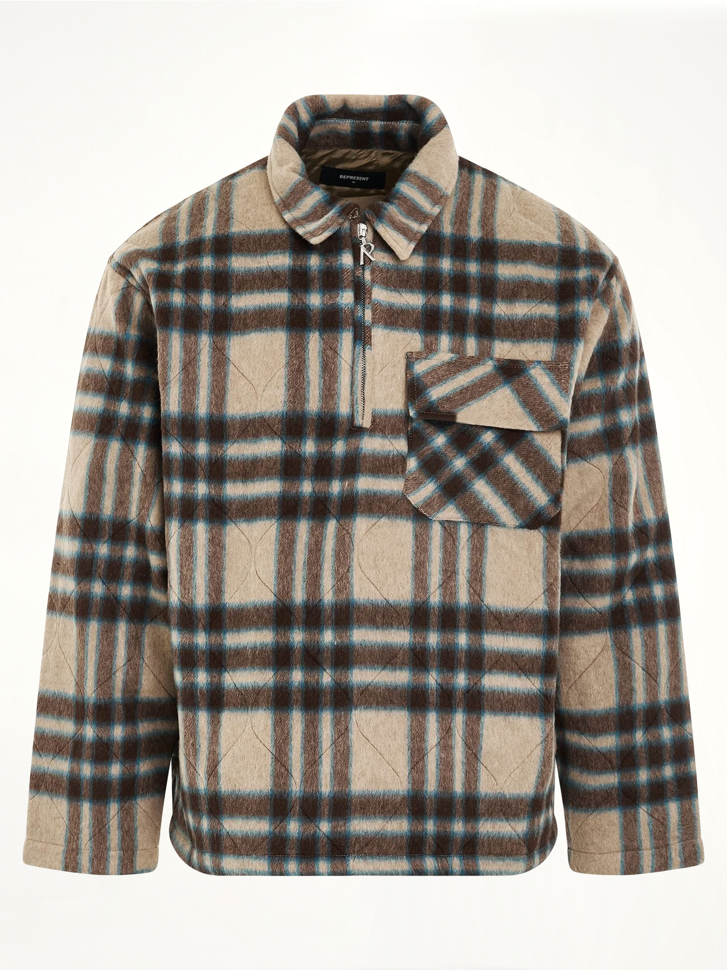 Quarter Zip Overshirt in Brown