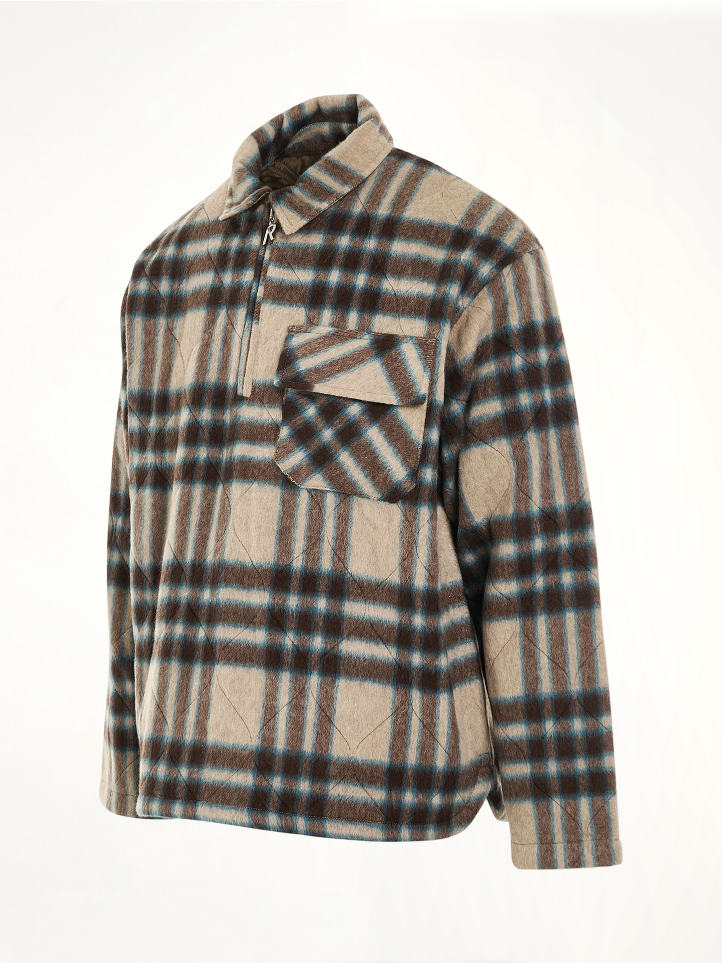 Quarter Zip Overshirt in Brown