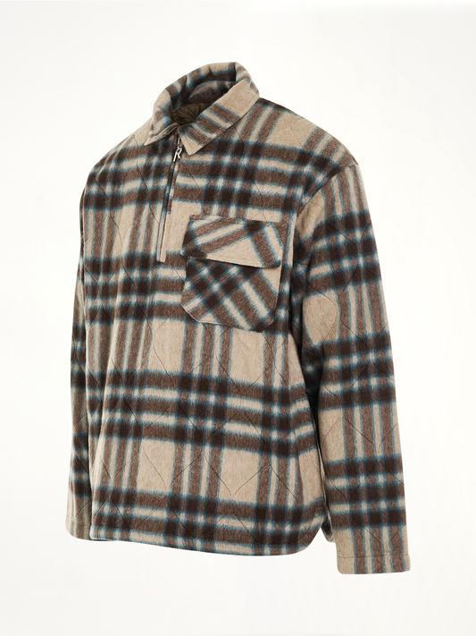 Quarter Zip Overshirt in Brown