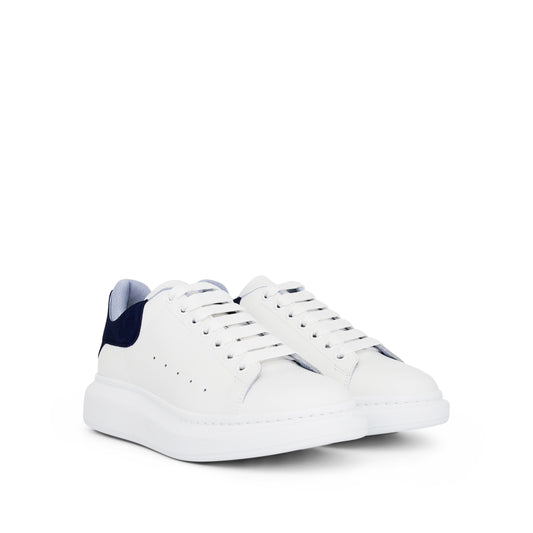 Larry Double Heel Sneaker in White/Navy/Blue