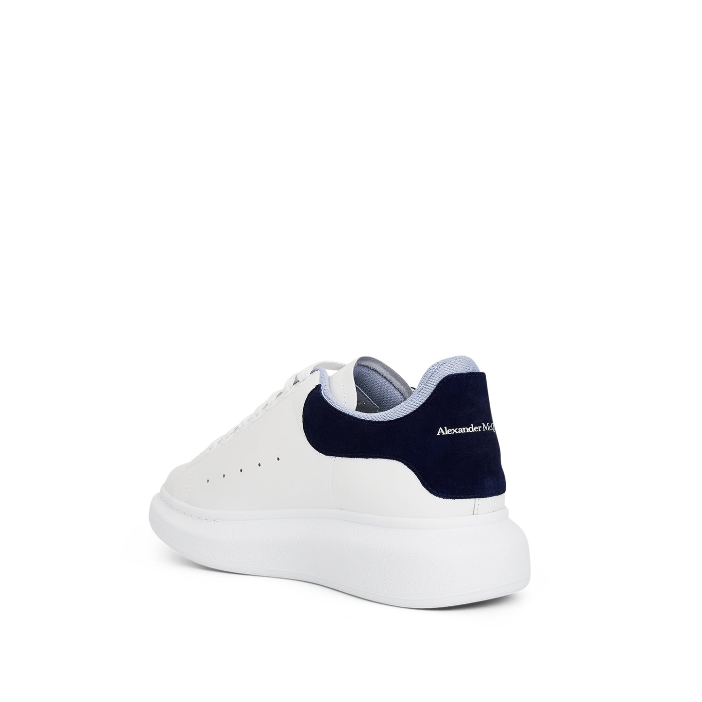 Larry Double Heel Sneaker in White/Navy/Blue