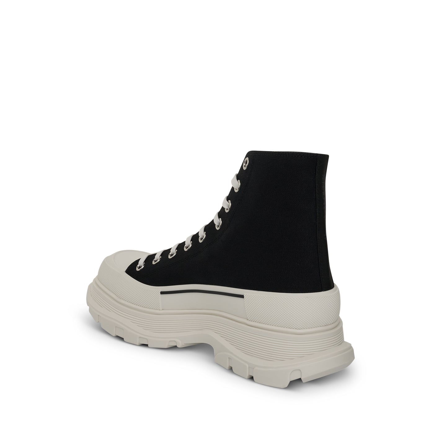 Tread Slick Canvas Lace-Up Boots in Black/White