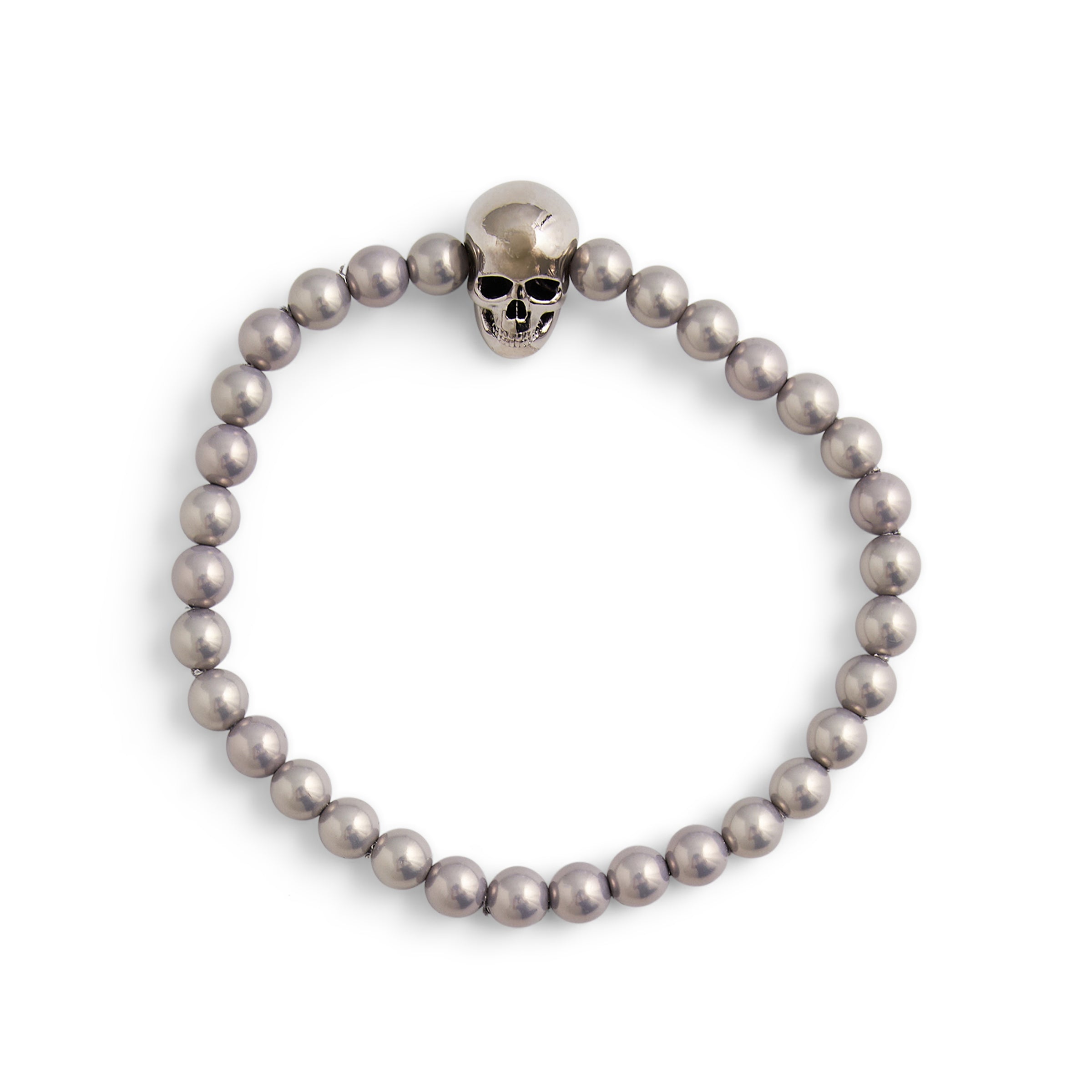 Skull Beaded Bracelet in Silver