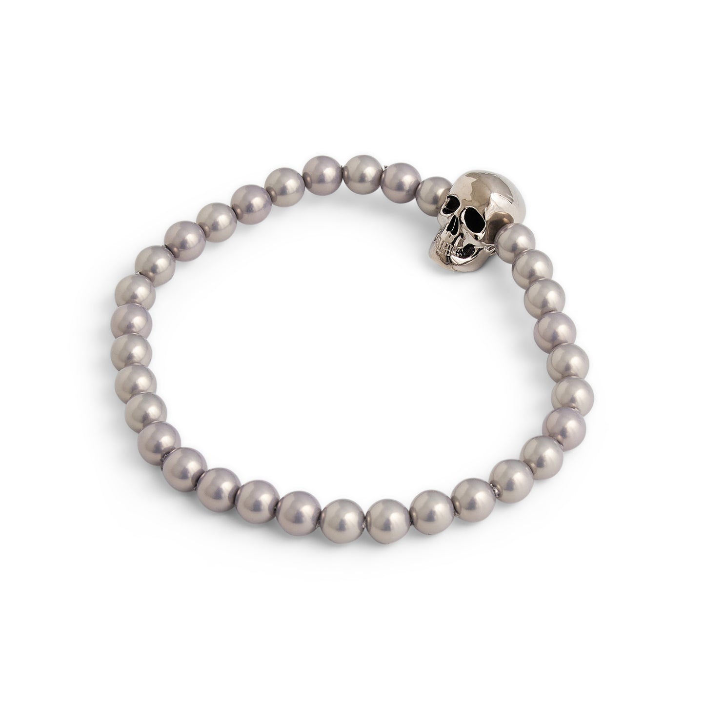Skull Beaded Bracelet in Silver