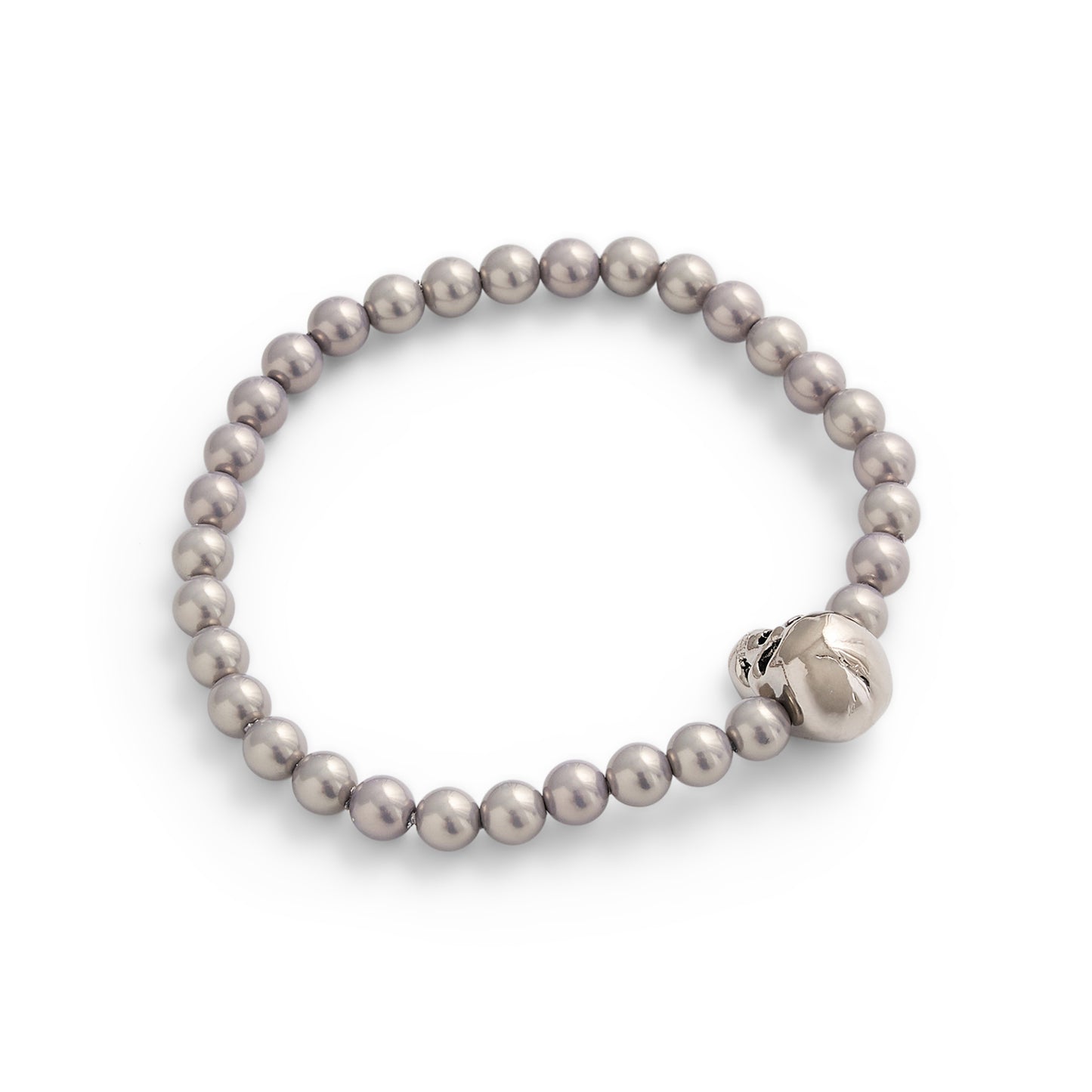 Skull Beaded Bracelet in Silver