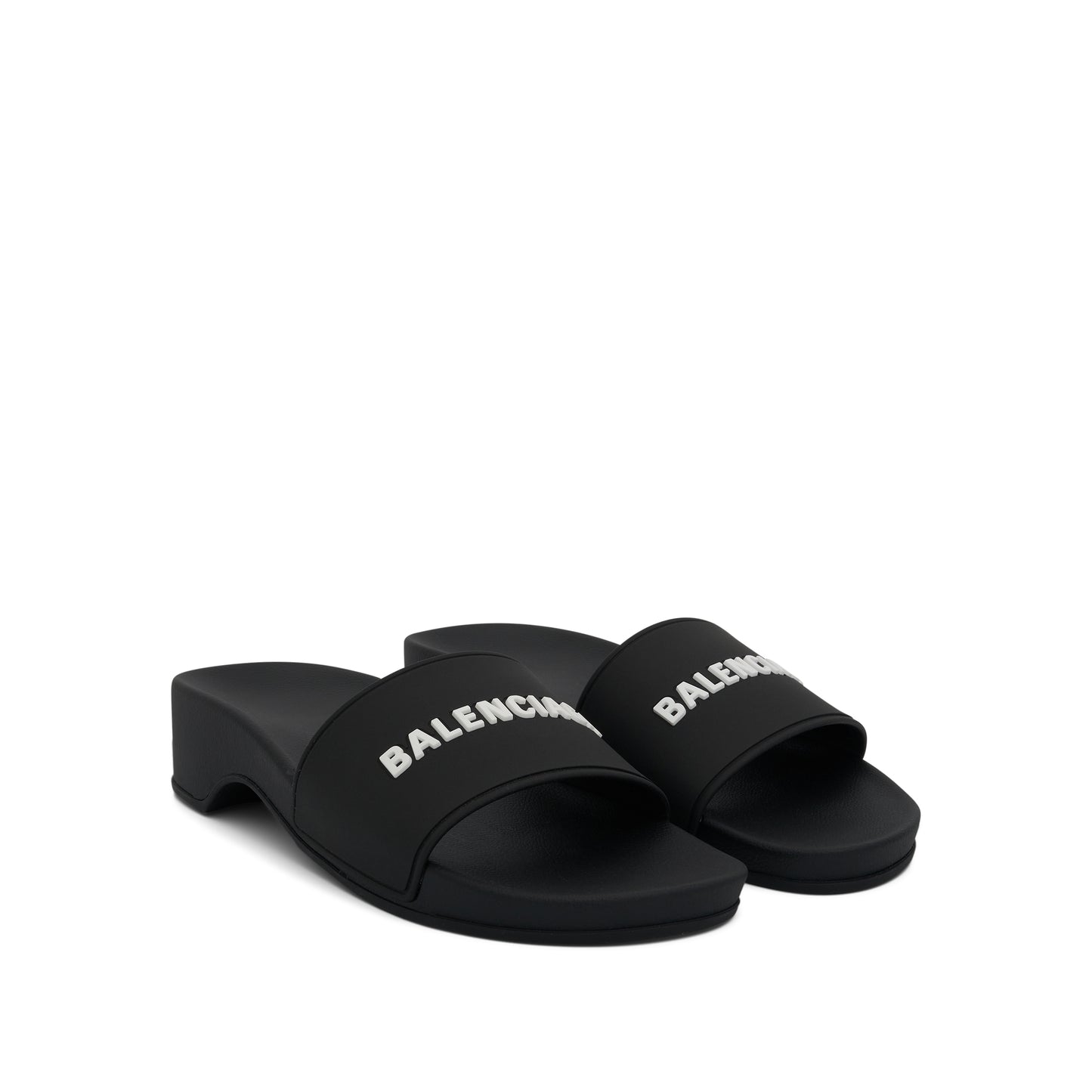 Pool Slide Sandal in Black/White