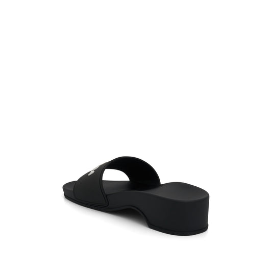 Pool Slide Sandal in Black/White