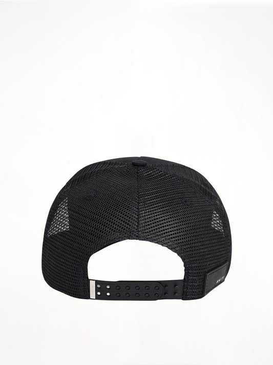 Amiri Core Logo Trucker Hat in Black/White