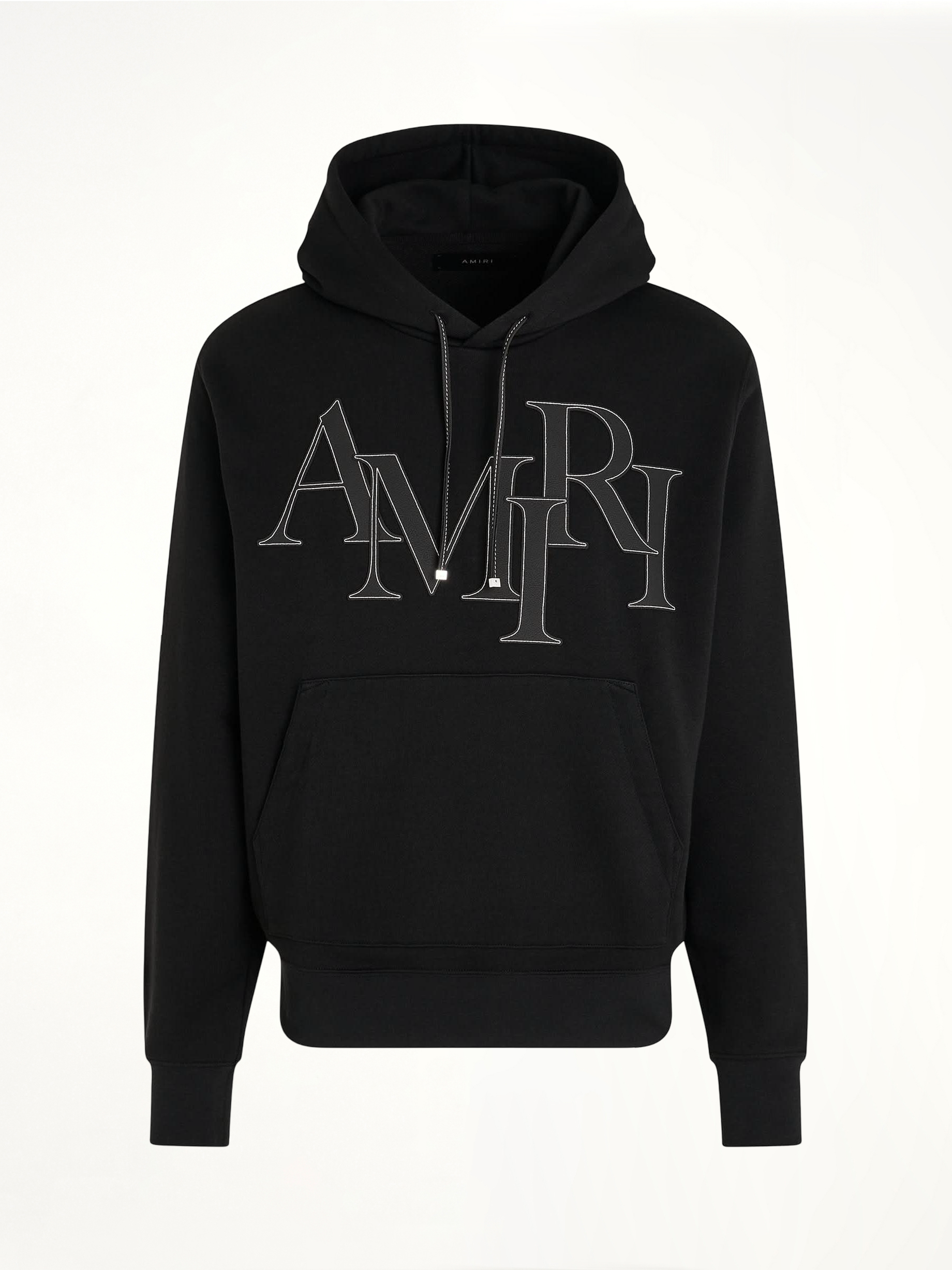 Staggered Logo Hoodie in Black