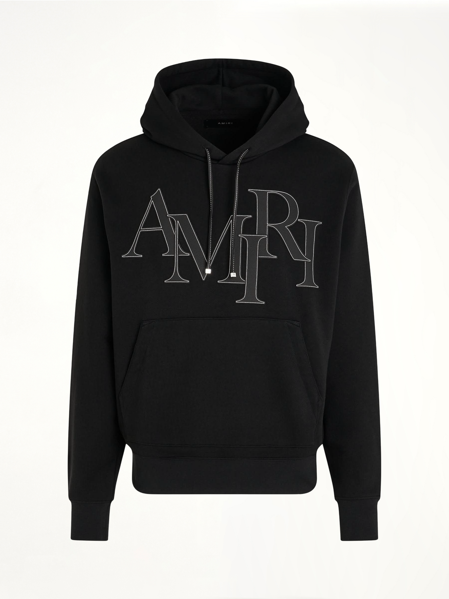 Staggered Logo Hoodie in Black