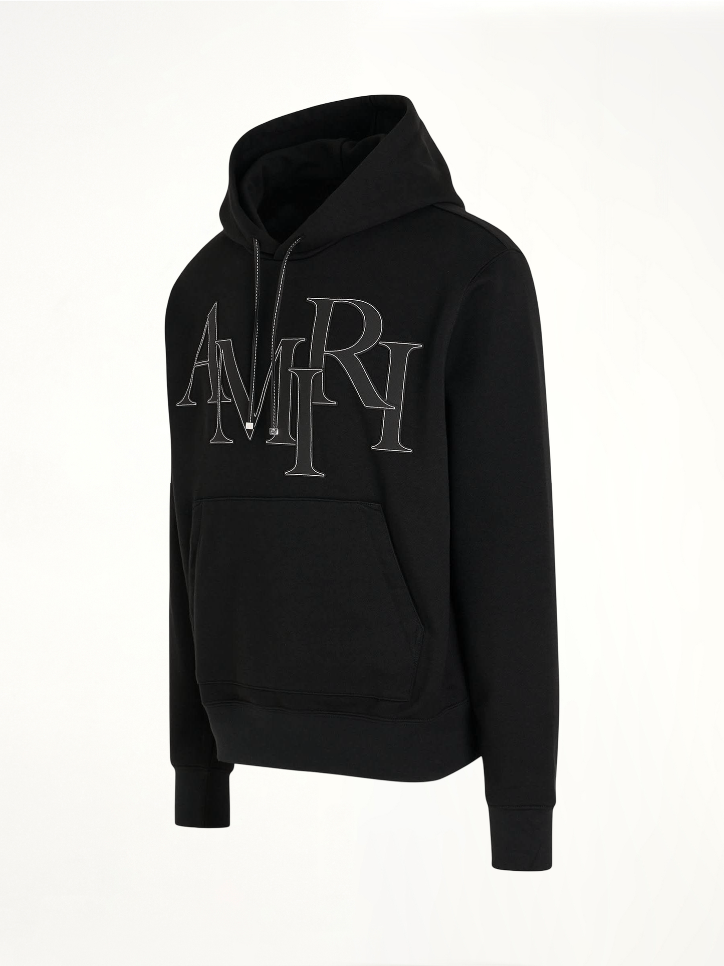 Staggered Logo Hoodie in Black