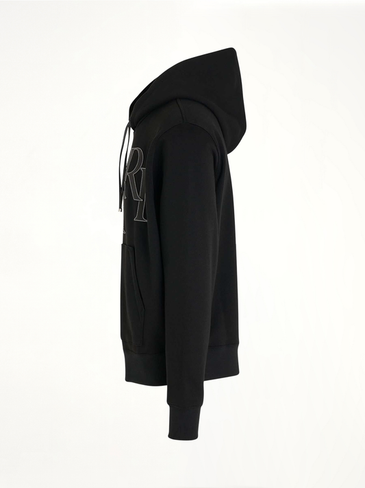 Staggered Logo Hoodie in Black