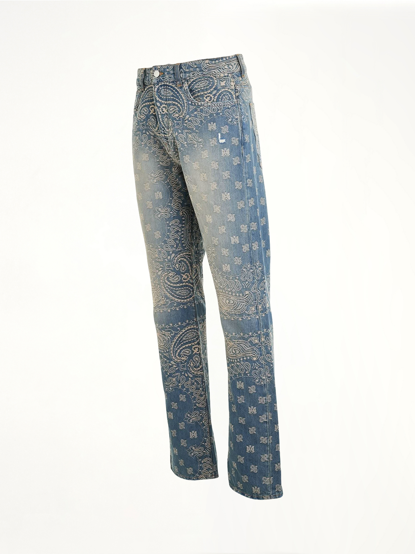 Bandana Jacquard Straight Jeans in Crafted Indigo