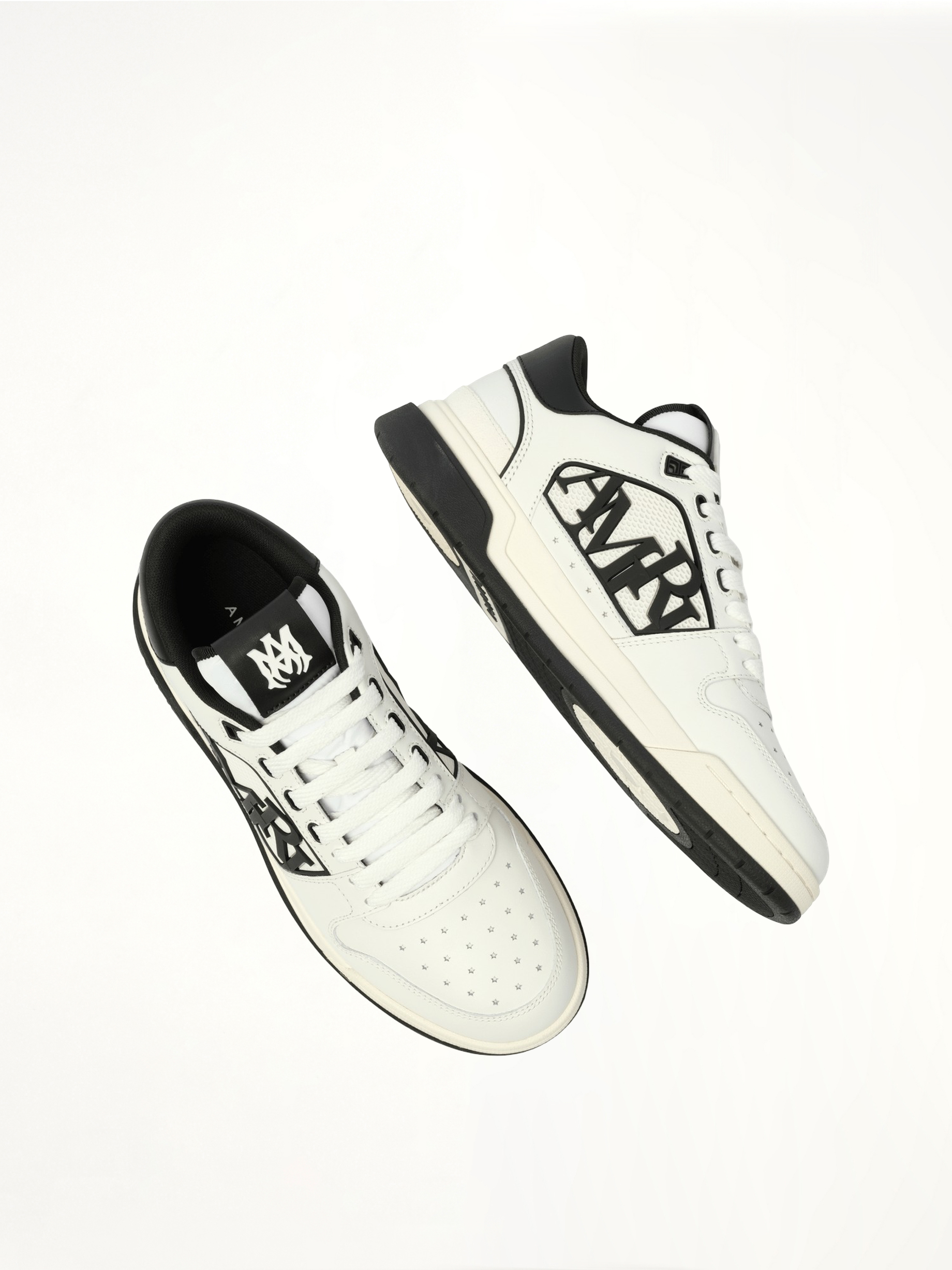 Classic Low Sneaker in White/Black Top View | AMIRI