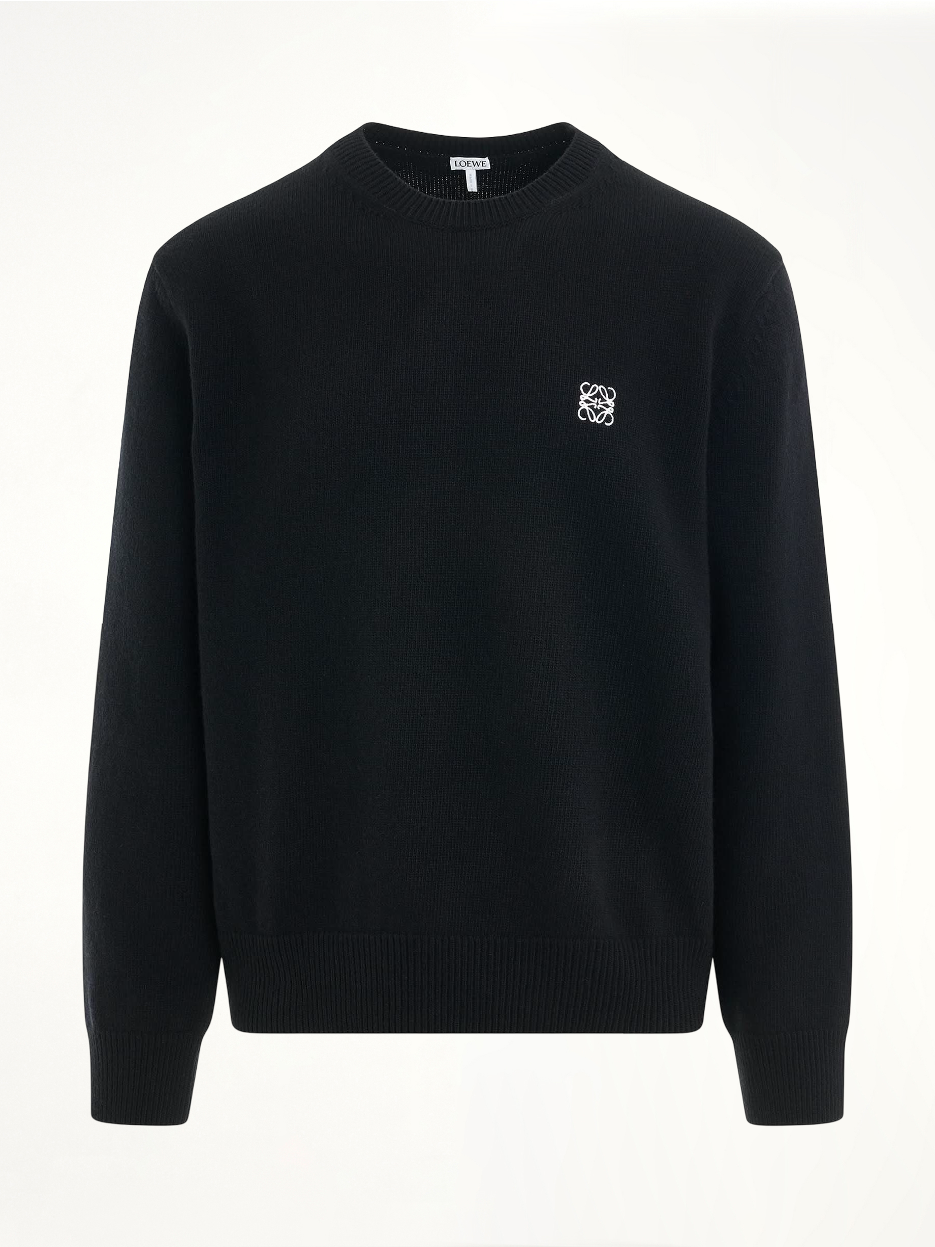 Anagram Embroidered Knit Sweater in Black