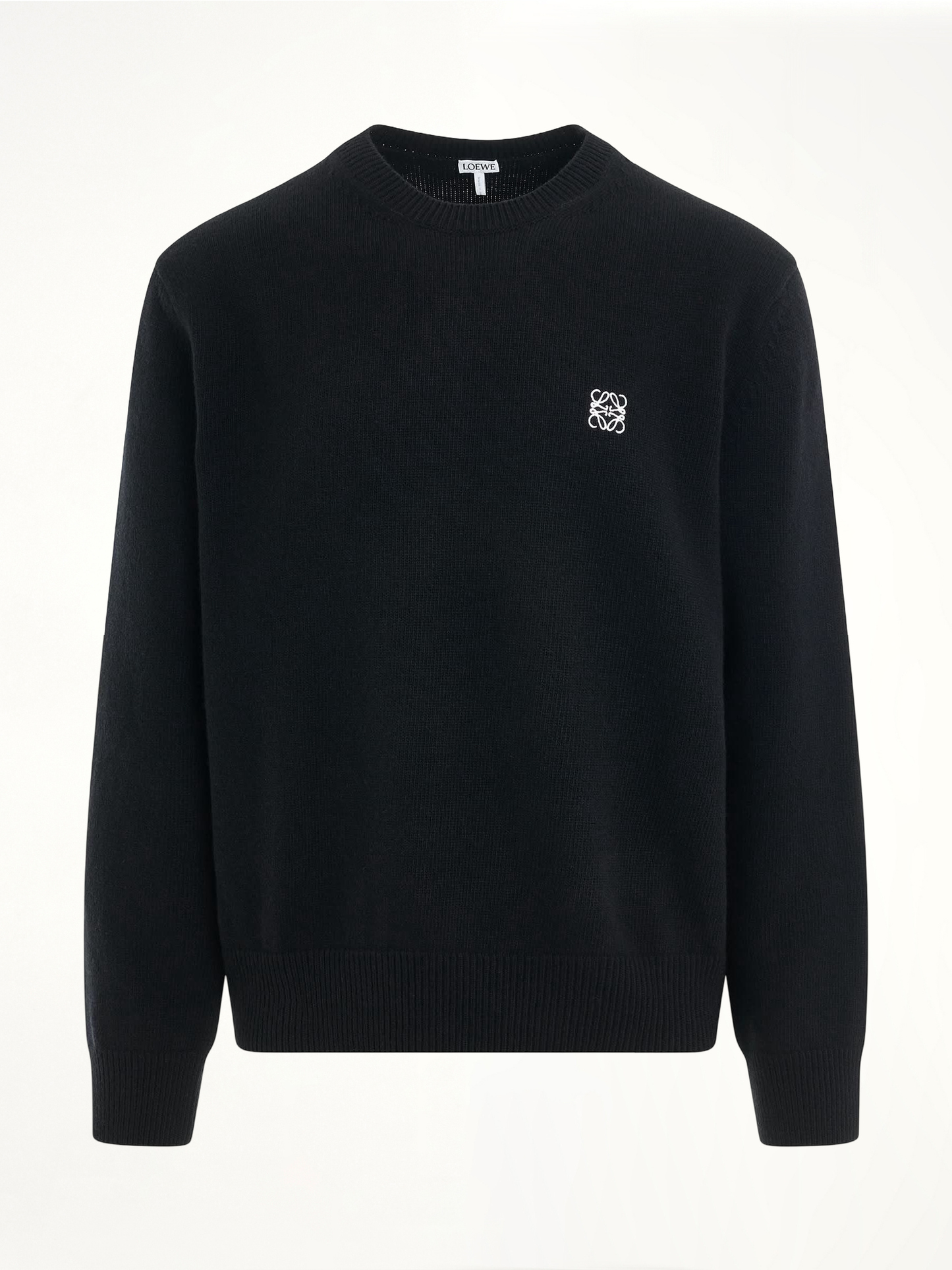 Anagram Embroidered Knit Sweater in Black