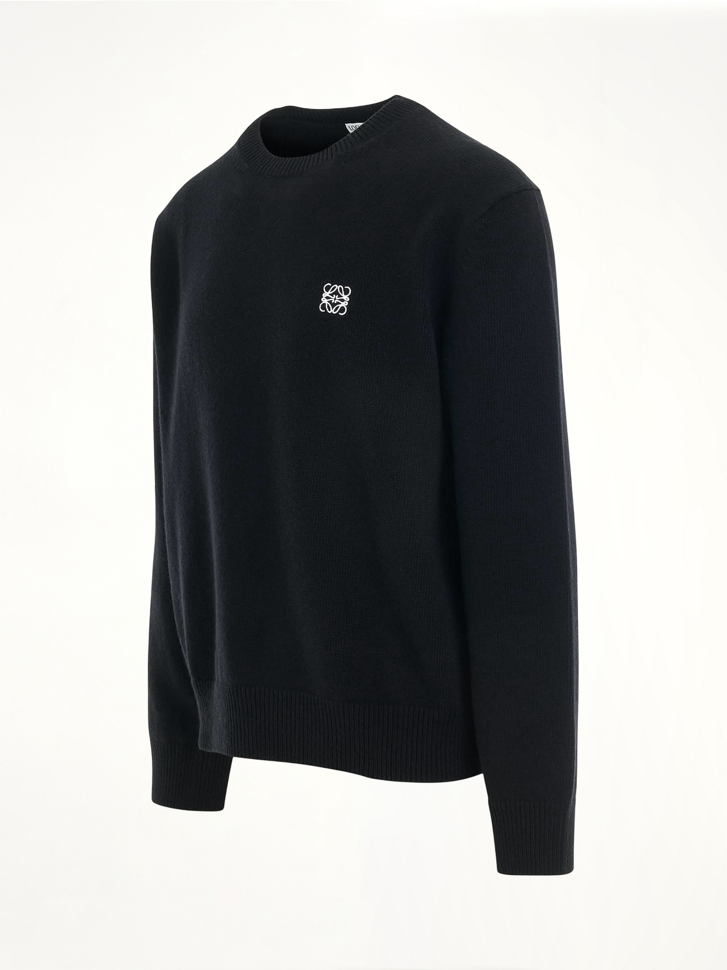 Anagram Embroidered Knit Sweater in Black